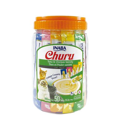 Churu Snack Cremoso Variedades de Atum e Frango para gatos – Pack 50
